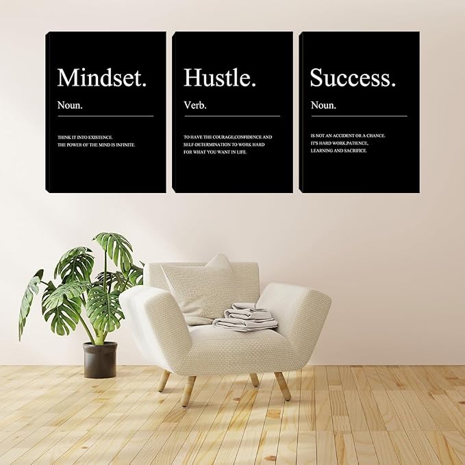 Large Motivational Office Wall Decor Mindset Canvas Wall Art Hustle Posters - Image 5