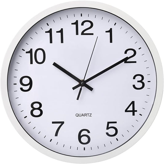 Wall Clock 12 Inch Metal Finish Silent Non Ticking Indoor Clock Round Battery - Image 2