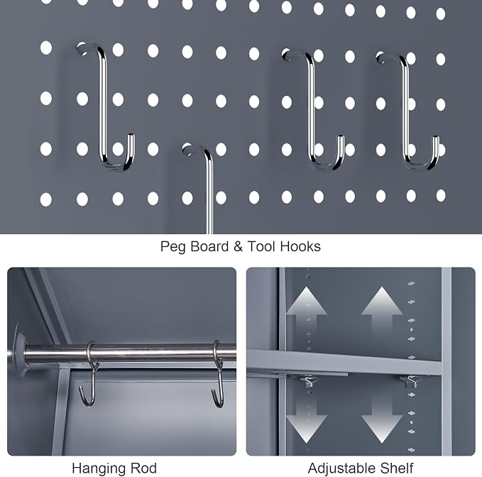 GREATMEET Metal Garage Storage Cabinet, Locking Utility Cabinet - Image 7