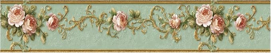 Vintage Rose Wall Border 196x4 Inch Peel and Stick Floral Wallpaper Border - Image 2