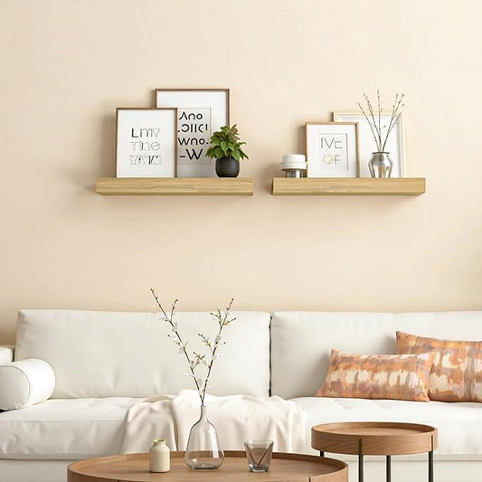 HOOBRO Floating Shelves for Wall, Wall Mounted Shelf Set of 2, 15.7" Hanging - Image 2