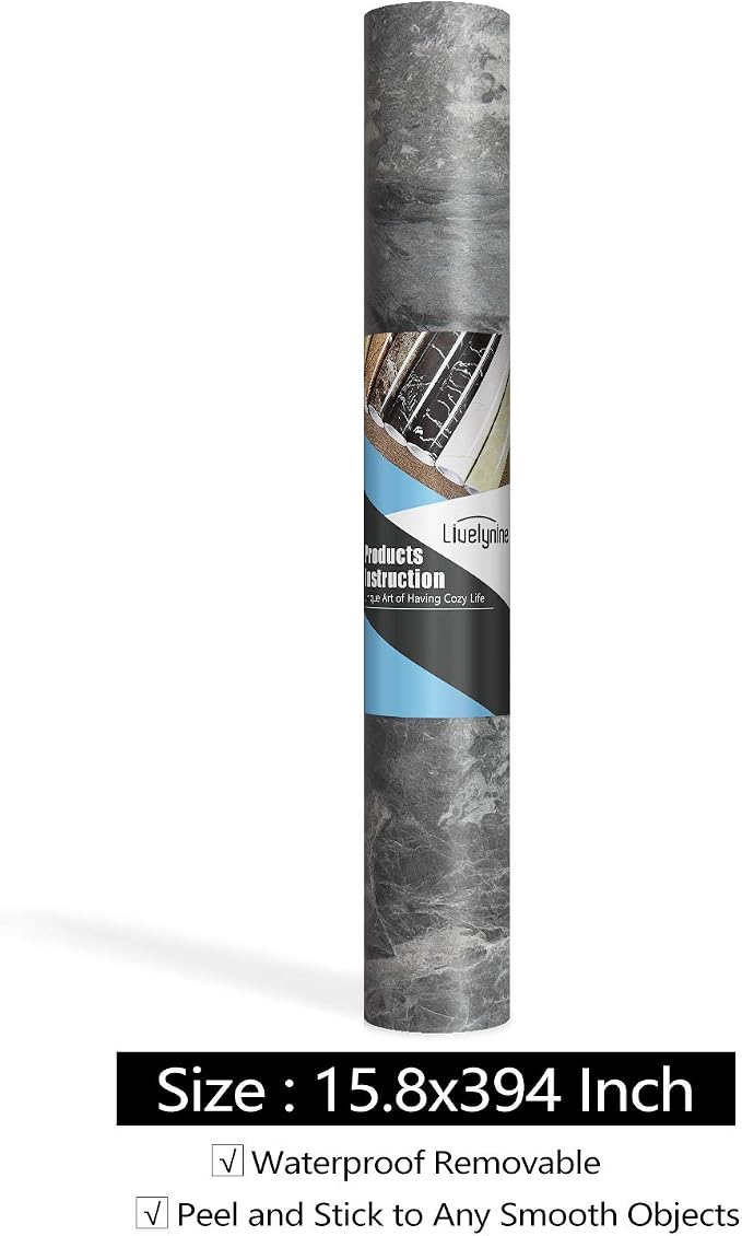 Livelynine 15.8X197 Gray Marble Contact Paper Peel and Stick Countertops - Image 8