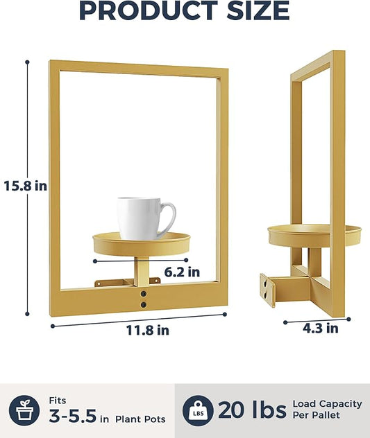 Bamworld Gold Plant Stand Indoor, Plant Hanger Wall Planters - Image 2
