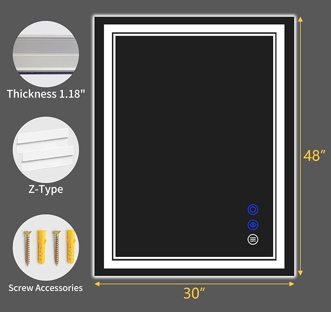 40"x30" LED Bathroom Mirror - Image 9
