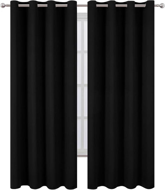 LEMOMO Blackout Curtains 52 x 120 Inch Long Black Curtains Set of 2 Panels Room - Image 2