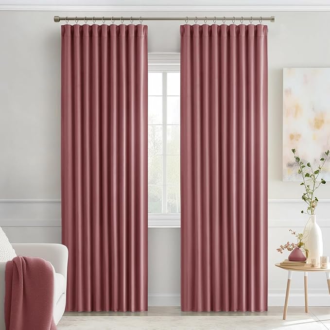 MIULEE Dusty Rose Back Tab Blackout Curtains 84 Inch Length 2 Panels Set - Image 9