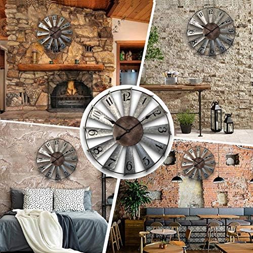 Mrocioa 30inch Windmill Distressed Metal Wall Clocks Rustic Large Decorative - Image 8