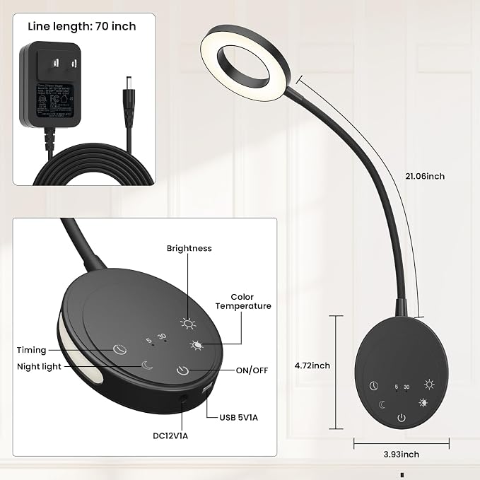Wall Mounted Reading Light, Headboard Reading Lamp - Image 8