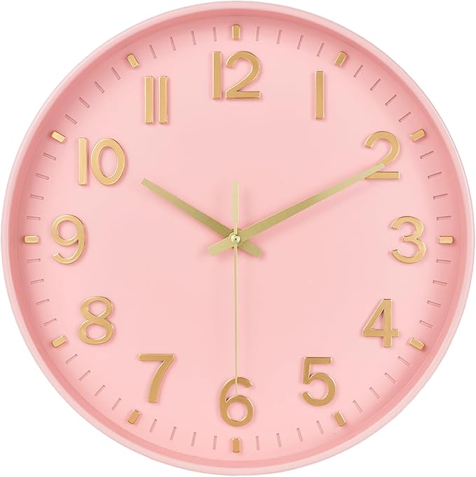 HZDHCLH Wall Clocks Battery Operated, Wall Clock Pink Gold 8 inch Wall Clock by HZDHCLH