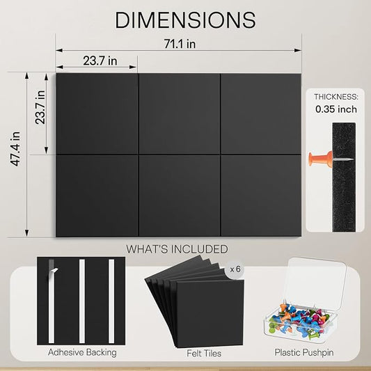 MaxGear Extra Large Cork Board for Wall 72" x 48", 6 Pack Felt Wall Tiles - Image 2
