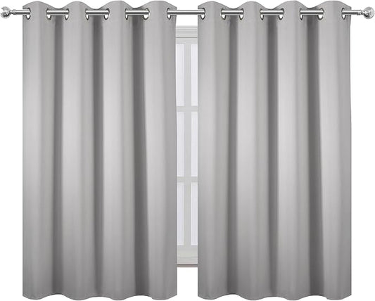 LEMOMO Blackout Curtains 52 x 45 inch/Light Grey Curtains Set of 2 - Image 2