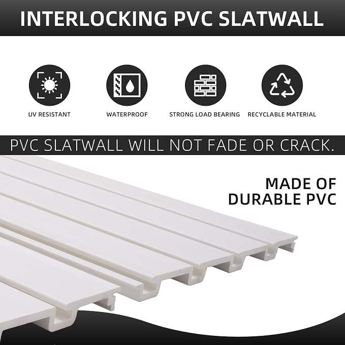 Slatwall Panel Garage Organizer Heavy Duty Wall Mounted, PVC Slat Panels Home - Image 6