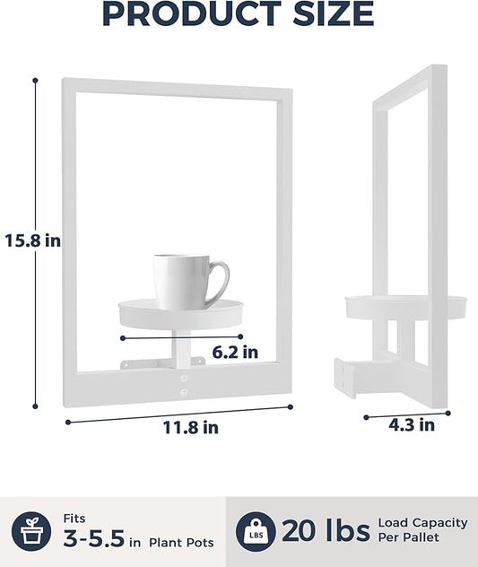 Bamworld White Plant Stand Indoor, Plant Hanger Wall Planters - Image 2