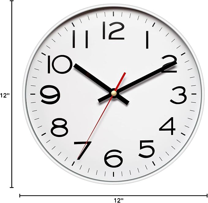 NUOVO 12Inch Wall Clock Number Quartz Large Decorative Quiet Wall Clocks Home - Image 6