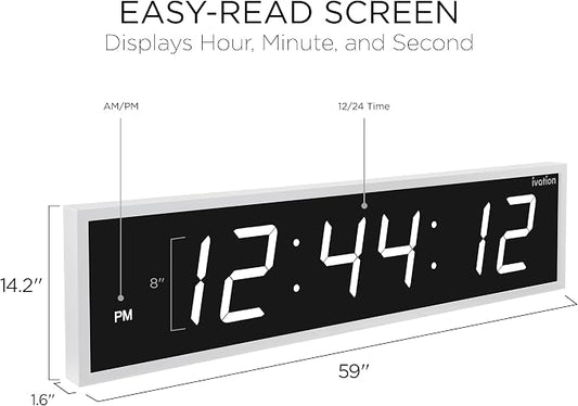 Ivation Huge Oversized 60" Large Digital LED Clock | Big Digital Clock - Image 2