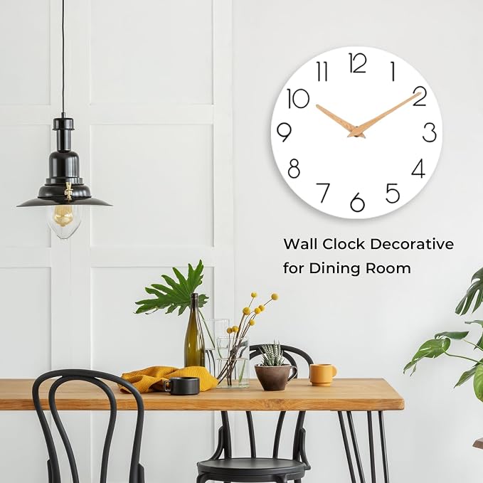 cicininc Wall Clock, 12 Inch Wooden Silent Non-Ticking, Decorative Battery - Image 7