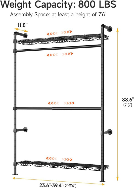 ONBRILL H1 Plus Expandable Wall Mounted Closet System, 2FT-3.3FT Closet - Image 2