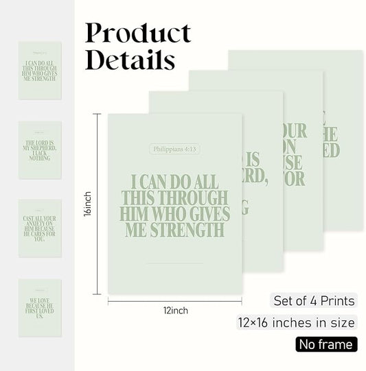 Locomiss Sage Green Christian Wall Art Decor, Modern Bible Verse Prints - Image 2