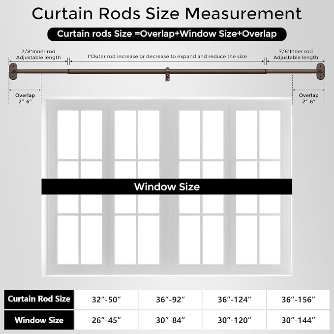 Curtain Rods 36-88 Inch, Bronze Wrap Around Blackout Curtain Rods - Image 8