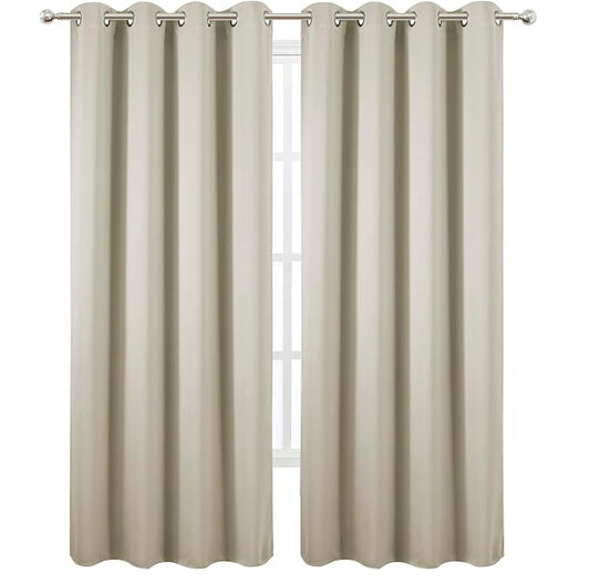 LEMOMO Blackout Curtains 52 x 120 Inch Long Light Beige Curtains Set of 2 - Image 2