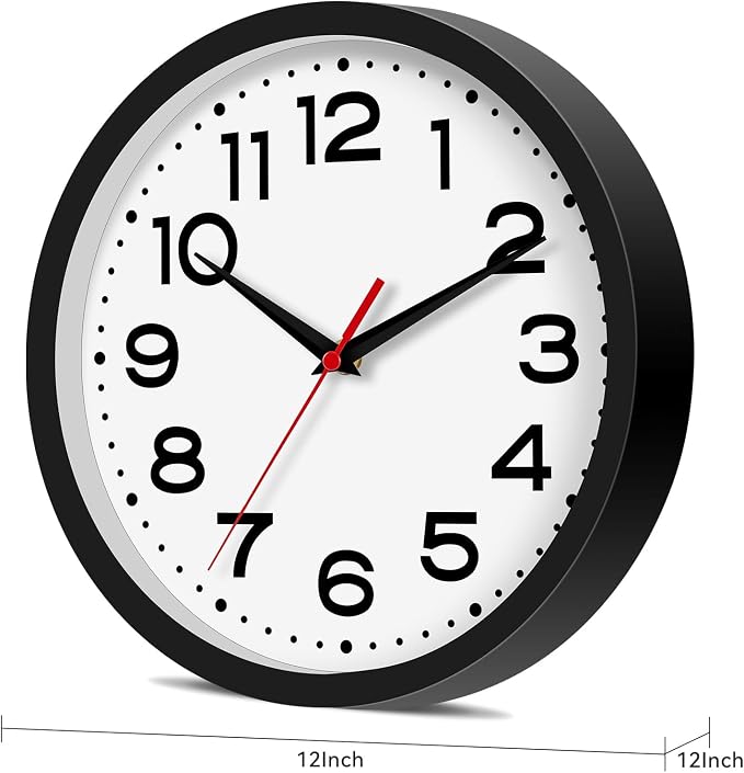 Roymnie Wall Clock Silent Non-Ticking Modern Clock Battery Operated 12 Inch - Image 9