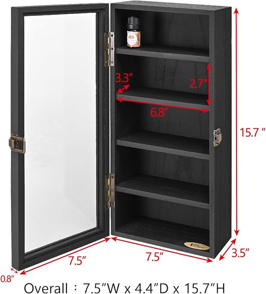 Ikee Design Wall Mounted Wooden Collectible Display Case 5 Shelf Display - Image 2