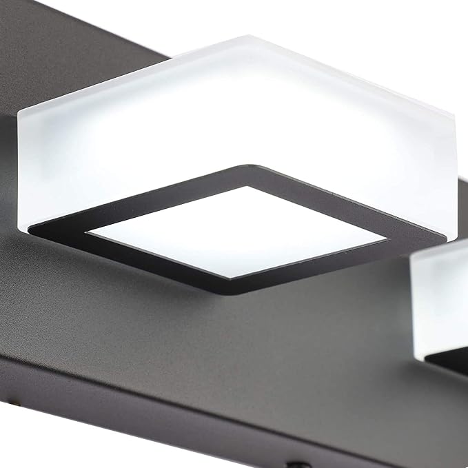 Ralbay 2 Lights Black Modern Bathroom Vanity Light Acrylic LED Modern Black - Image 7