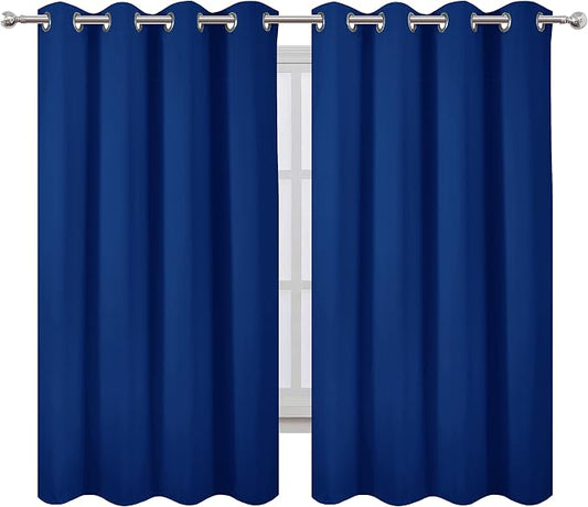 LEMOMO Blackout Curtains 52 x 63 inch/Royal Blue Curtains Set of 2 - Image 2