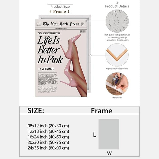 Trendy Baby Pink Poster 70s Canvas Prints The New York Press Wall Art Life Is - Image 2