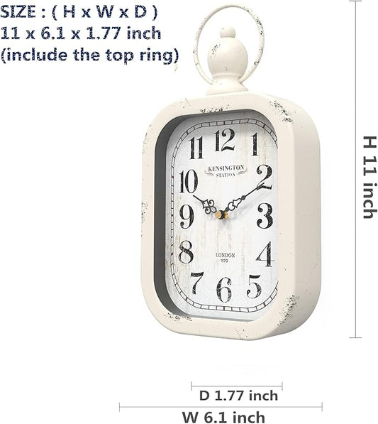 Menterry Small Retro Rectangle Wall Clock, Battery Operated Silent Decor Wall - Image 2