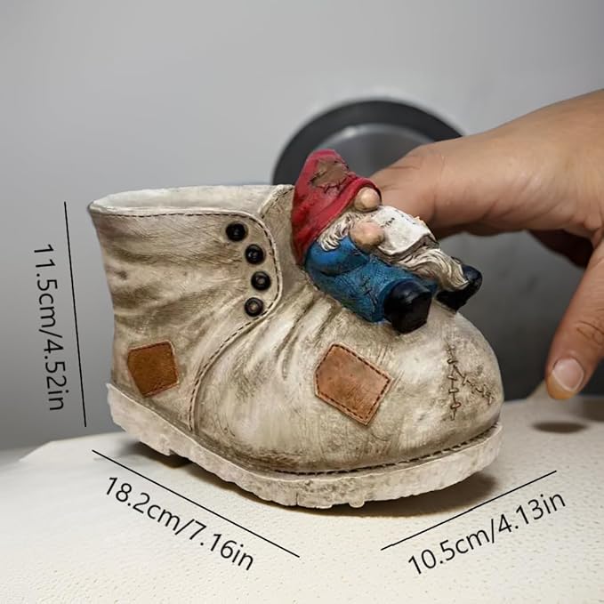 Cute Planter Pot Suitable for Indoor and Outdoor, Small gnome Resin Succulent Plant Flower pots, Decorative Fun Flower pots with Drainage Holes, Ideal Home and Garden Decoration Gifts