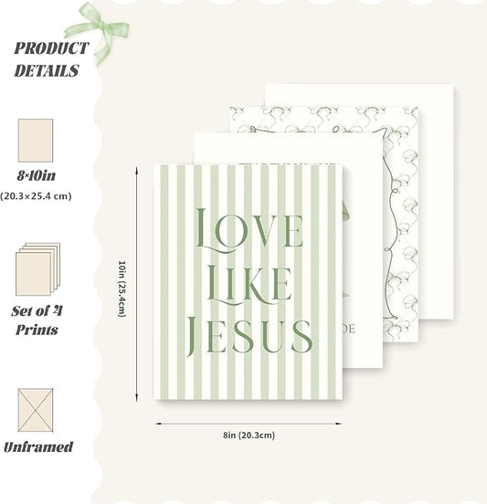 LARTSFRO Coquette Sage Green Bow Jesus Wall Art Decor Posters, Inspirational - Image 2