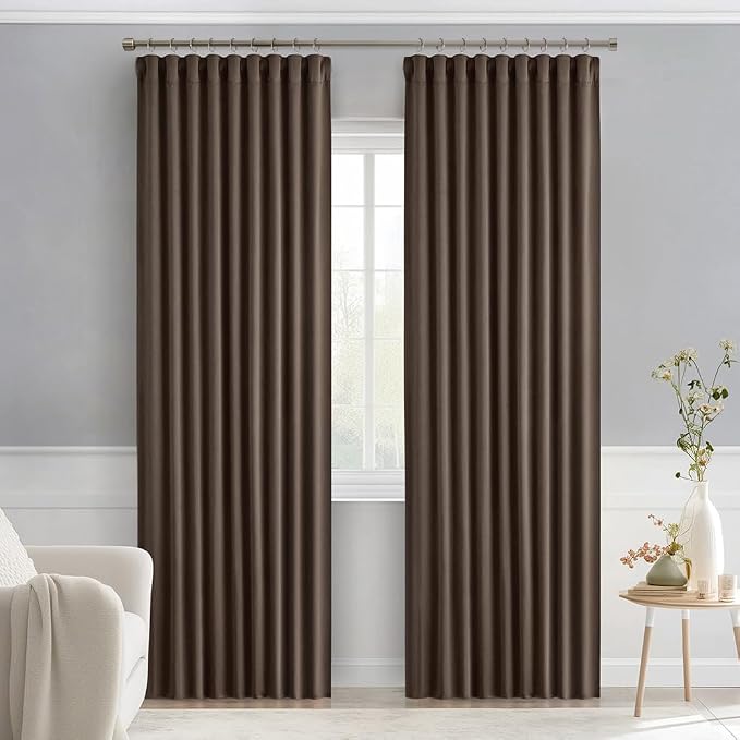 MIULEE Chocolate Brown Back Tab Blackout Curtains 84 Inch Length 2 Panels Set - Image 9