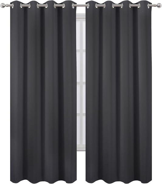 LEMOMO Blackout Curtains 52 x 108 inch/Dark Grey Curtains Set of 2 - Image 2