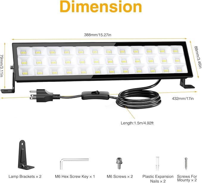 Onforu 4Pack LED Shop Lights, 100W 14000lm Plug in Ultra Bright LED Work Lights - Image 8