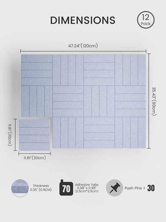 Bumusty Large Cork Board Alternative-48 x 36" Felt Bulletin Board Tiles - Image 2