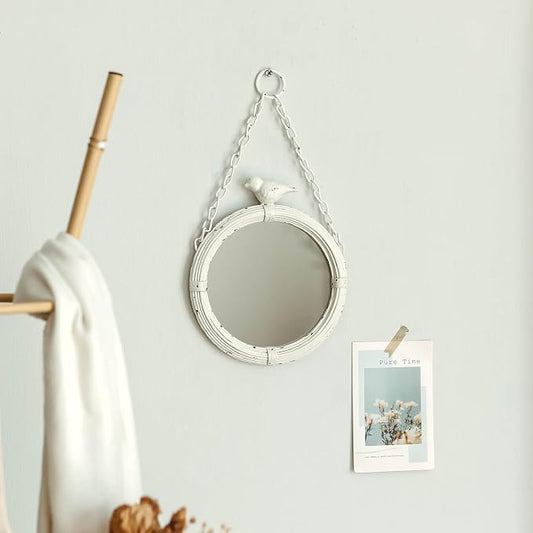 NIKKY HOME 6.7 Inch Decorative Small Hanging Mirrors Vintage Rustic Round Metal - Image 2