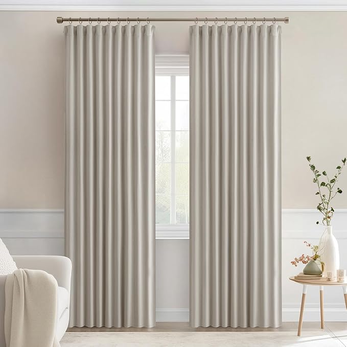 MIULEE Natural Back Tab Blackout Curtains 84 Inch Length 2 Panels Set - Image 9