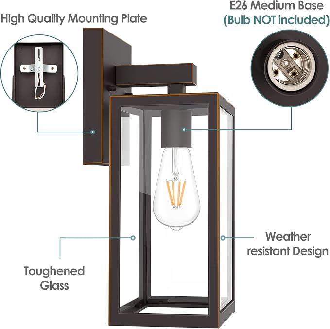 MAXvolador Outdoor Wall Sconce, Large Exterior Waterproof Wall Lantern Light - Image 8
