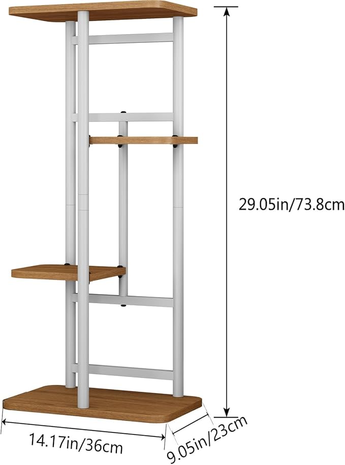 LINZINAR Plant Stand 4 Tier 5 Potted Indoor Plant Shelf Multiple Stands for Garden Corner Balcony Living Room (4 Tier 5 Potted, White)