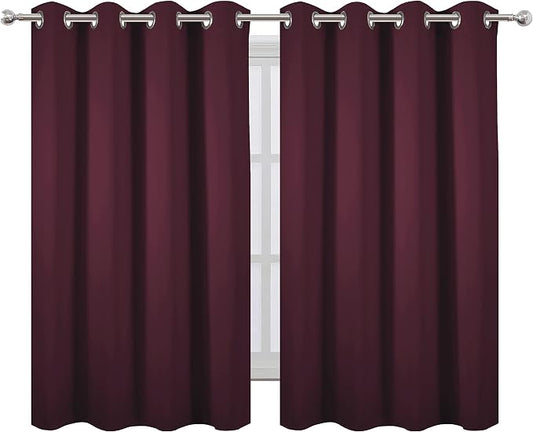 LEMOMO Blackout Curtains 52 x 45 inch/Burgundy Red Curtains Set of 2 - Image 2