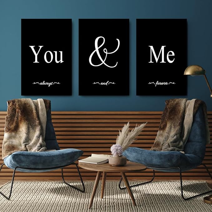 GUBIYU Set of 3 Framed Farmhouse You and Me Wall Art Above Bed Wall Decor - Image 5