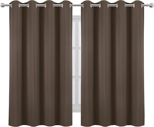 LEMOMO Blackout Curtains 52 x 45 inch/Chocolate Brown Curtains Set of 2 - Image 2