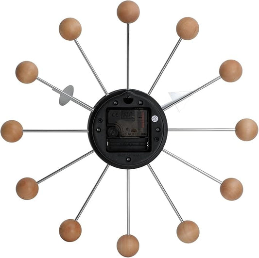 NUOVO 13 Inch Wood Ball Wall ClockMulticolor Mid Century Creative Silent Quartz - Image 2