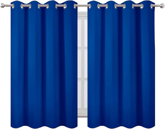 LEMOMO Blackout Curtains 66 x 54 Inch Long Royal Blue Curtains Set of 2 Panels - Image 2