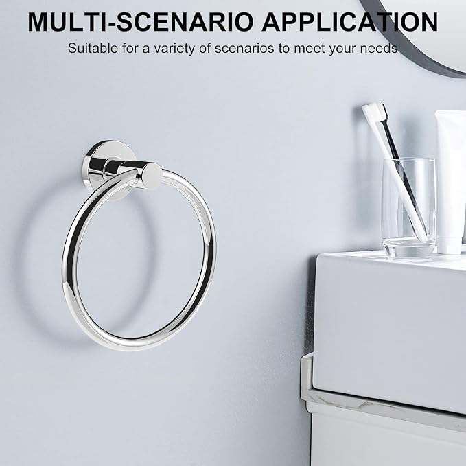 SetSail Towel Holder for Bathroom Wall 2 Packs Towel Ring Stainless Steel Heavy - Image 7