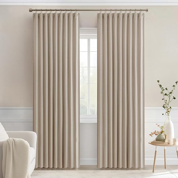 MIULEE Taupe Back Tab Blackout Curtains 72 Inches Long 2 Panels Set - Image 9