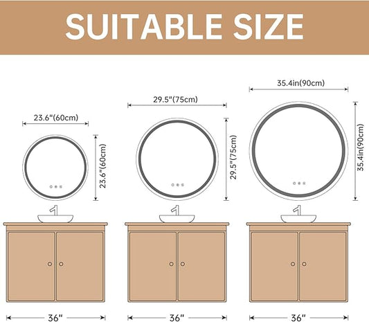 LOVESPEJO 24" Round LED Bathroom Mirror - Image 2