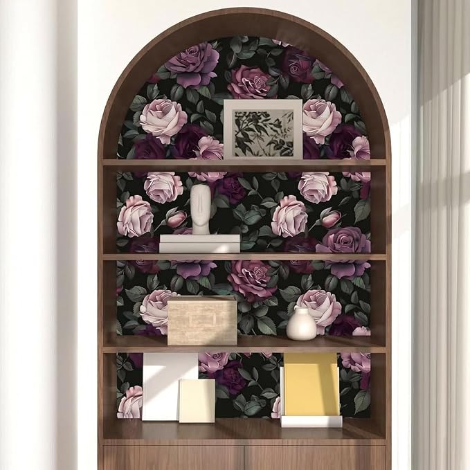 Laatse Purple Floral Peel and Stick Wallpaper Vintage Rose Contact Paper - Image 6