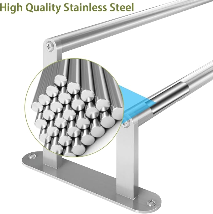 Towel Rack for Bathroom, Double Towel Bar 24Inch, Stainless Steel Bathroom - Image 9